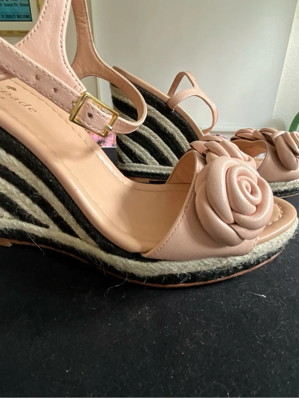 Kate Spade Jill Blush Pink Rose Espadrille Wedge Sandals